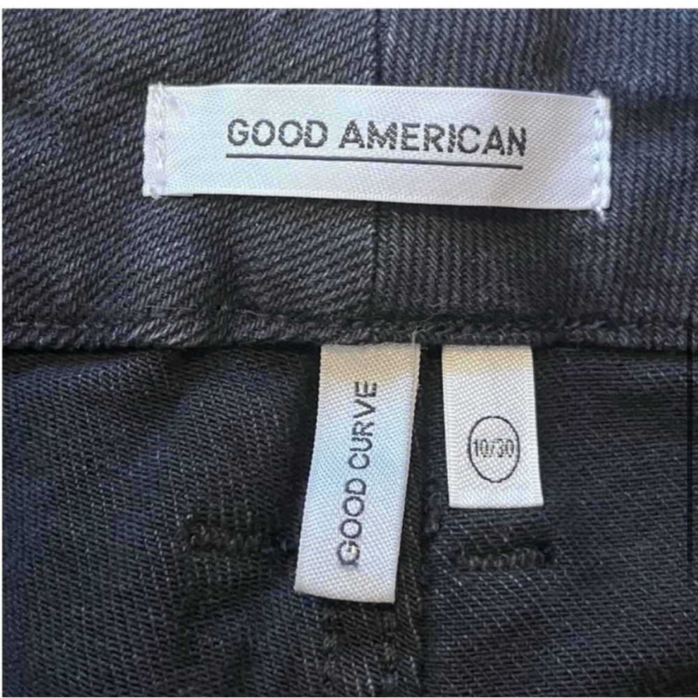 NWT Good American Good Curve High Rise Raw Hem Distressed Black Jeans ten (10) - Picture 7 of 11